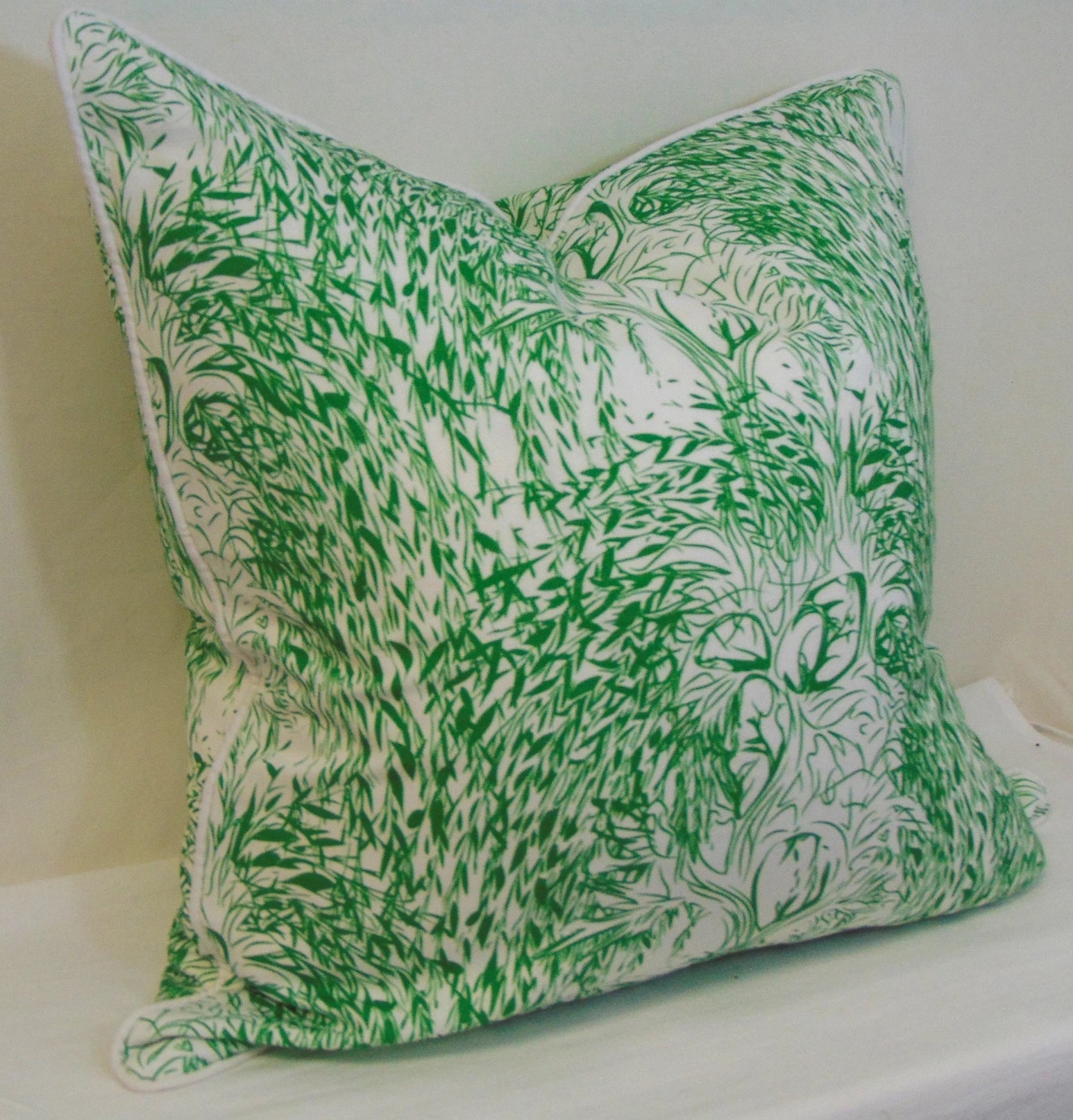 Limited Edition Weeping Willow Green Pillow Cover with Welt image 1