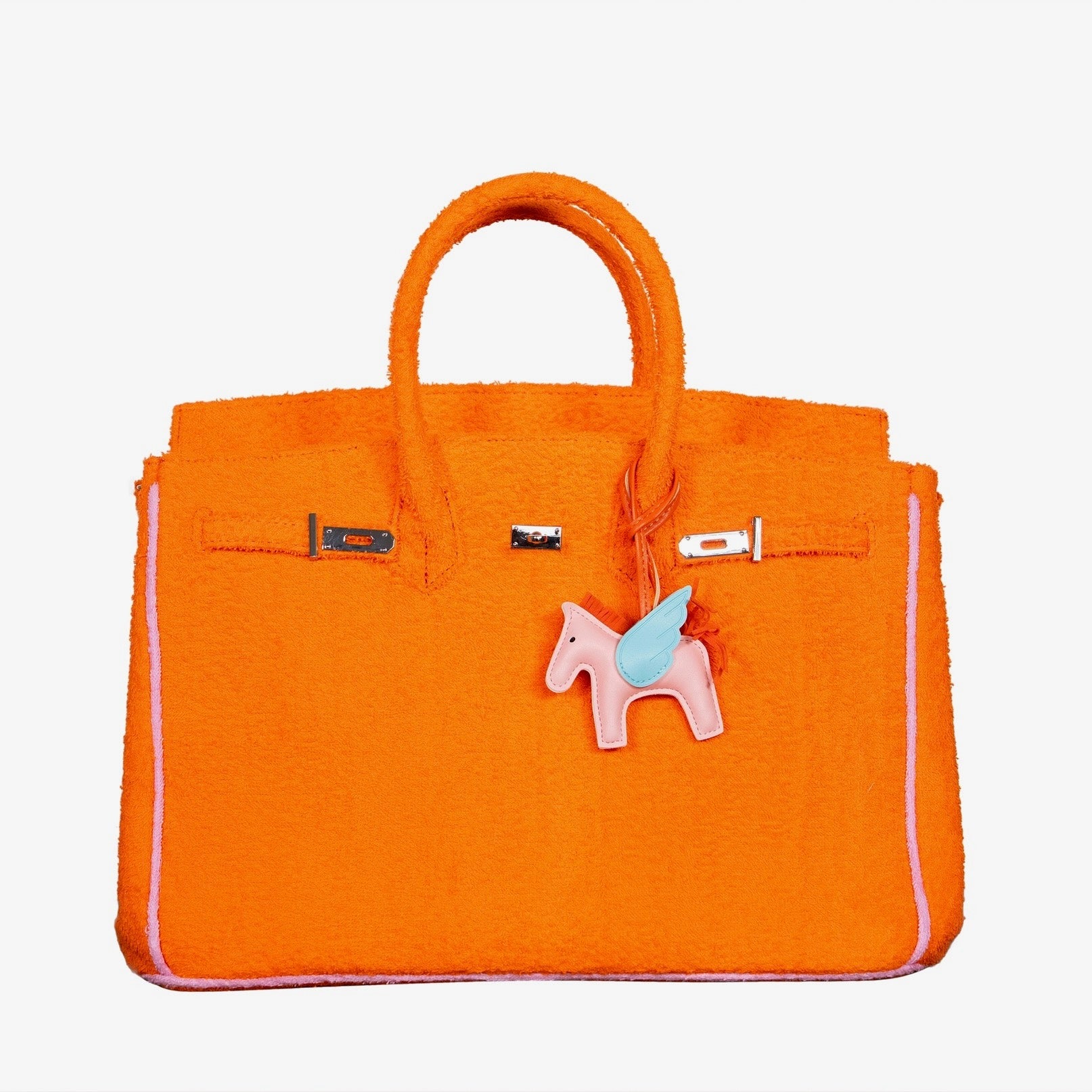 Hampton's Designer Inspired Tote Bag For Christmas | Orange/Pink image 0