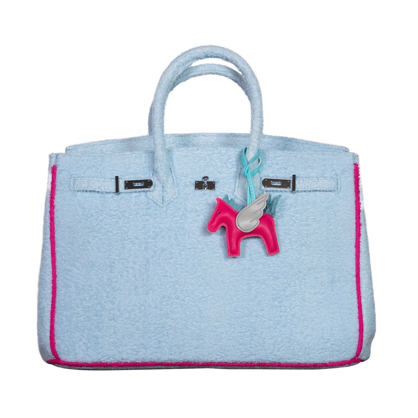 Hampton's Designer Inspired Tote Bag For Christmas | Sky Blue/Pink image 0