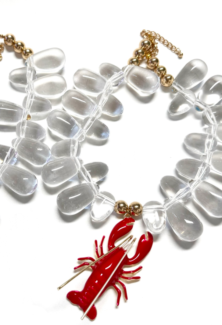 Lobster- Kitsch and Sea- Resin Bead Statement Necklace 