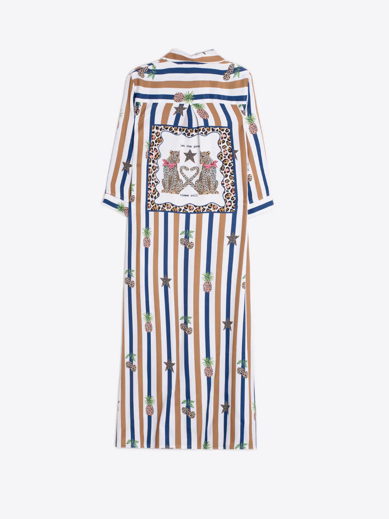 Striped Pineapple Shirt Dress image 3