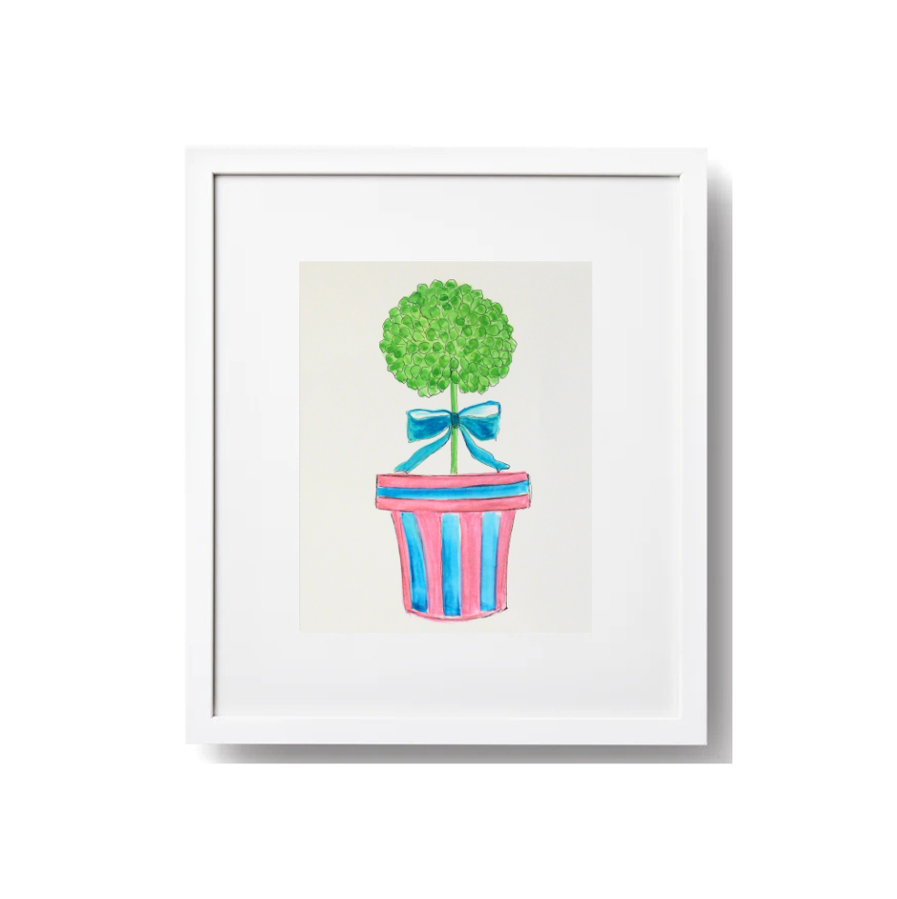 Striped Topiary Art Print | 14" x 11" image 1