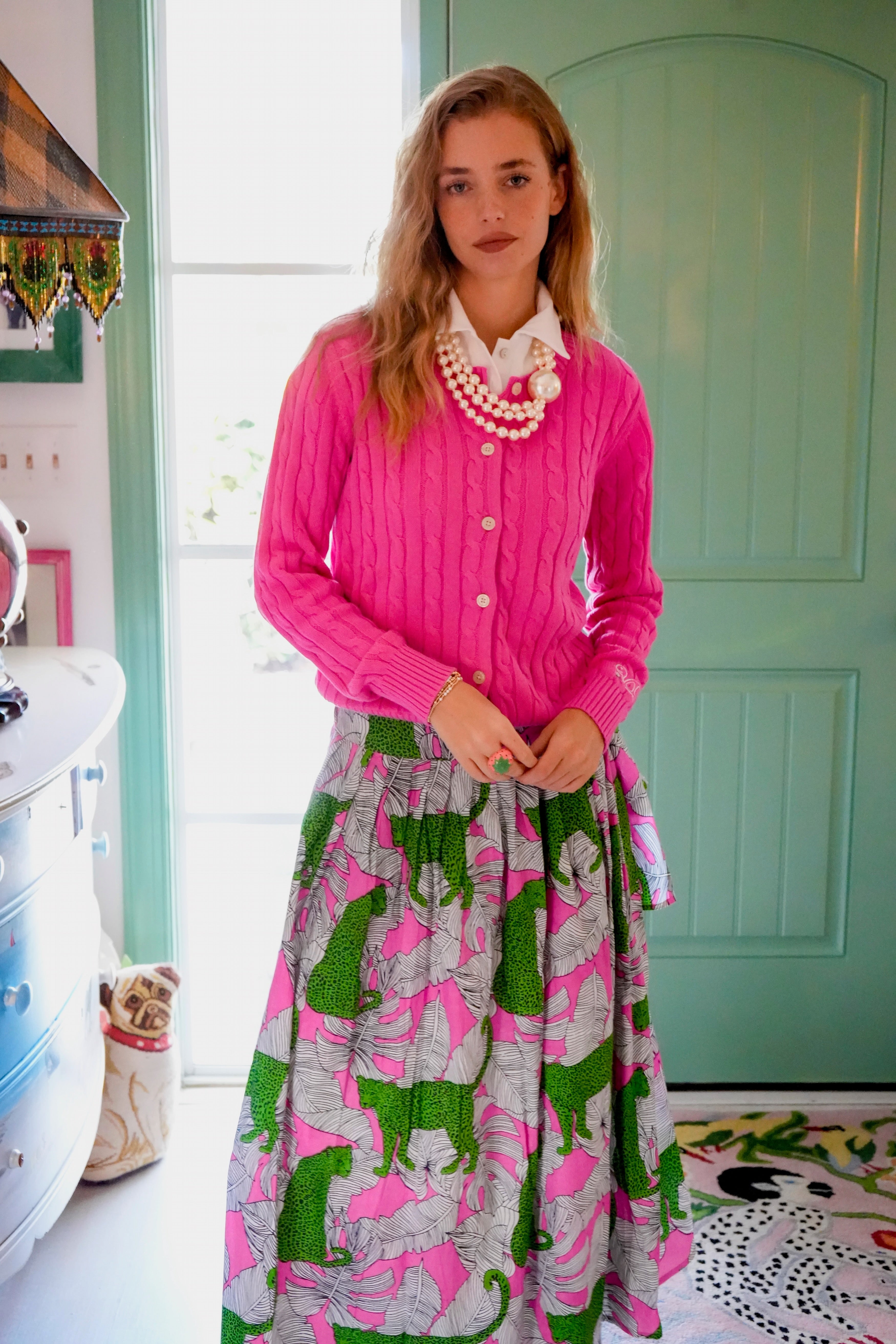 Wrap Skirt Long | Jungle Jag | Pink/Green – Snappy Turtle