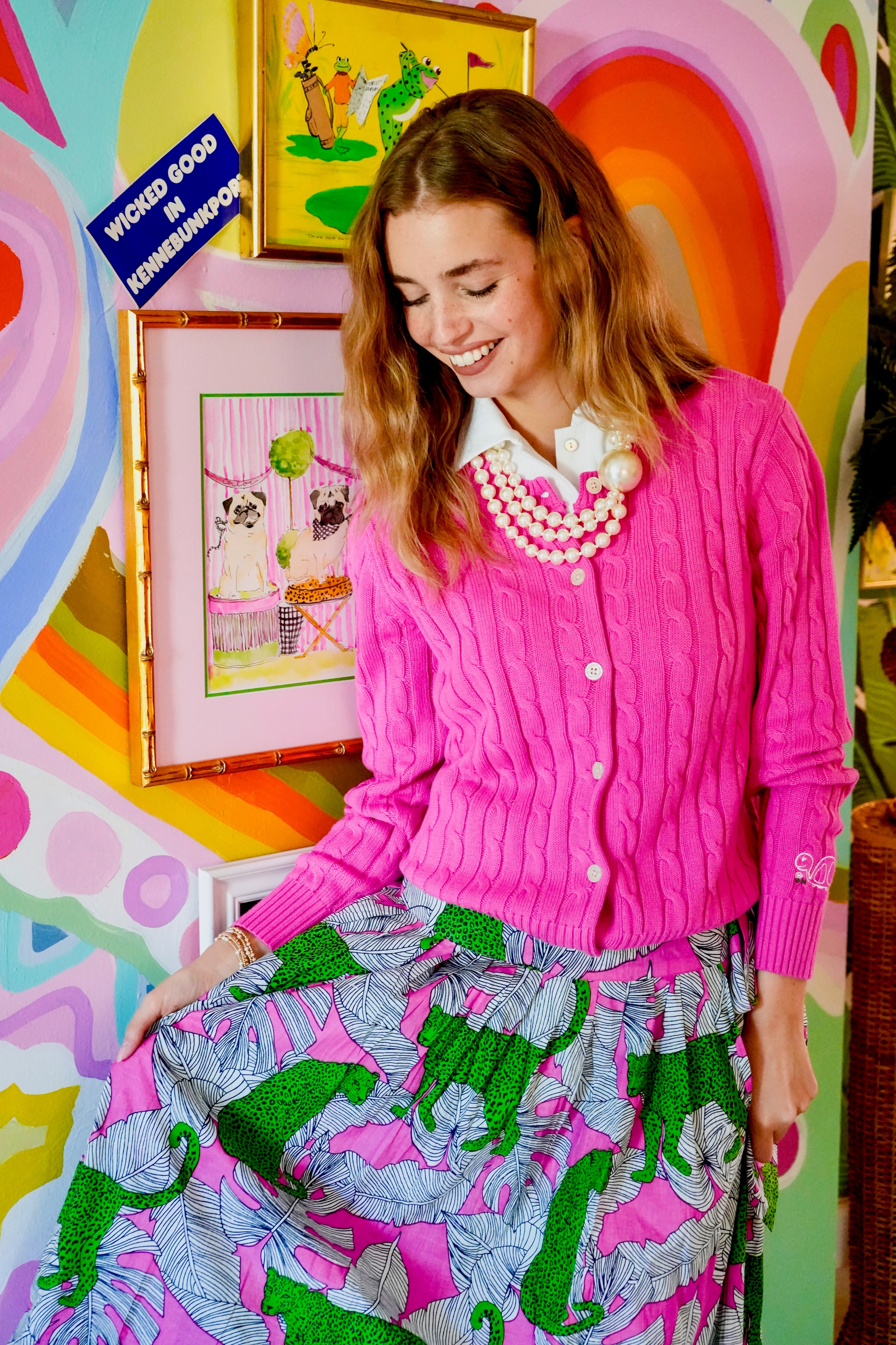 Wrap Skirt Long | Jungle Jag | Pink/Green – Snappy Turtle