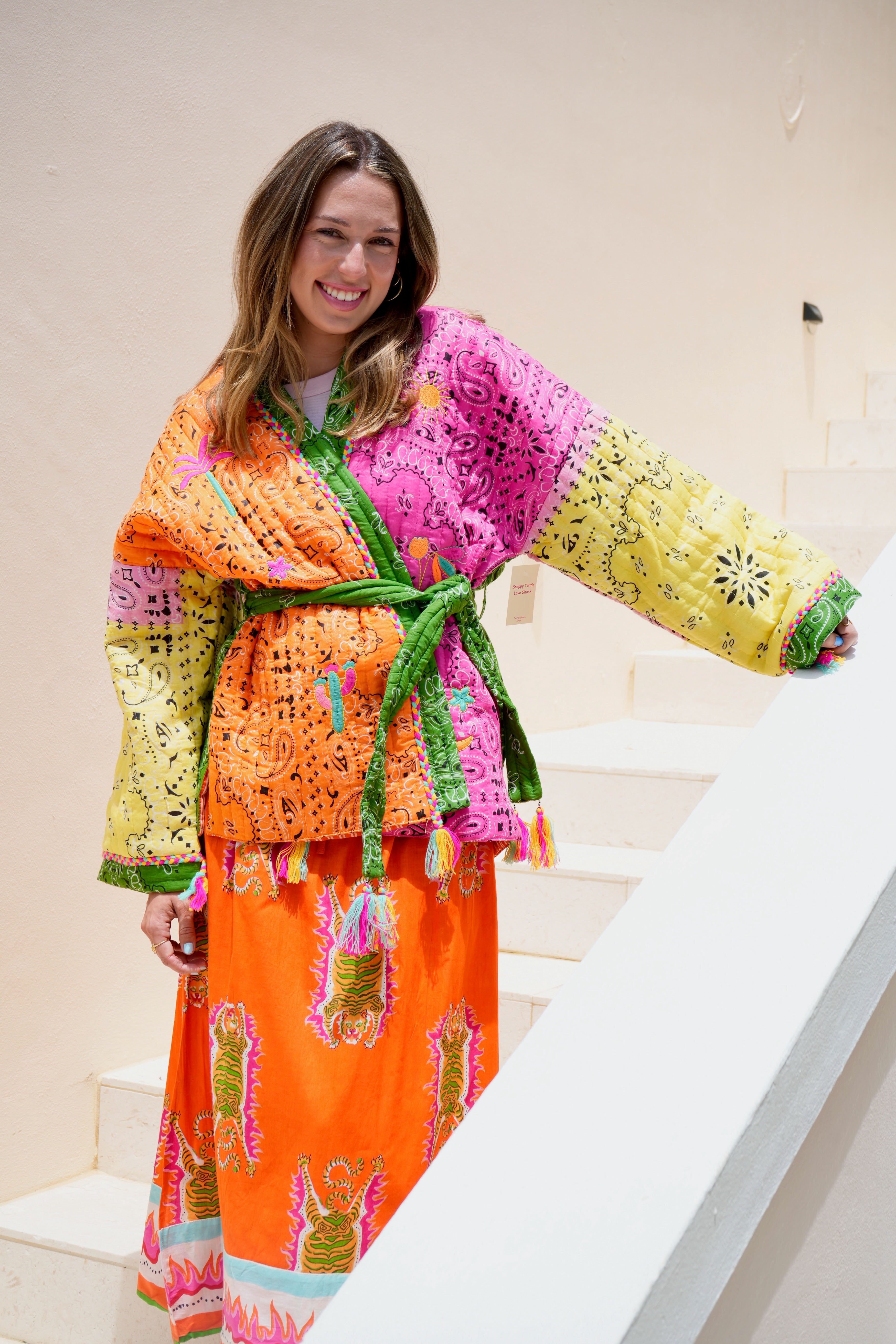 Waist Belt Color Contrast Quilted Kimono Jacket – Snappy Turtle