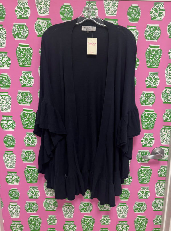 Sleeved Ruffle Wrap | Navy