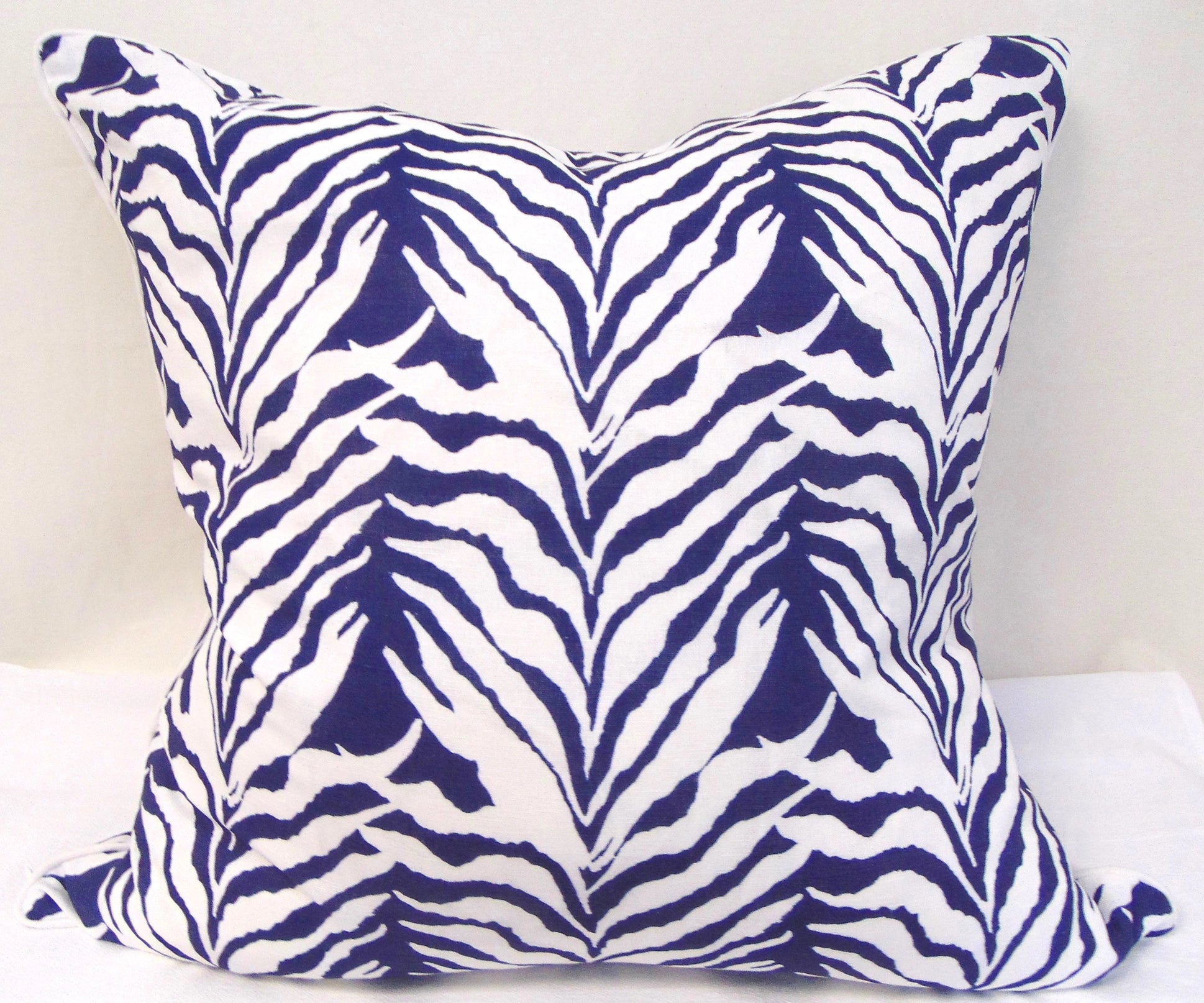 Limited Edition Seaweed Stripe Navy Pillow Cover with Welt image 0