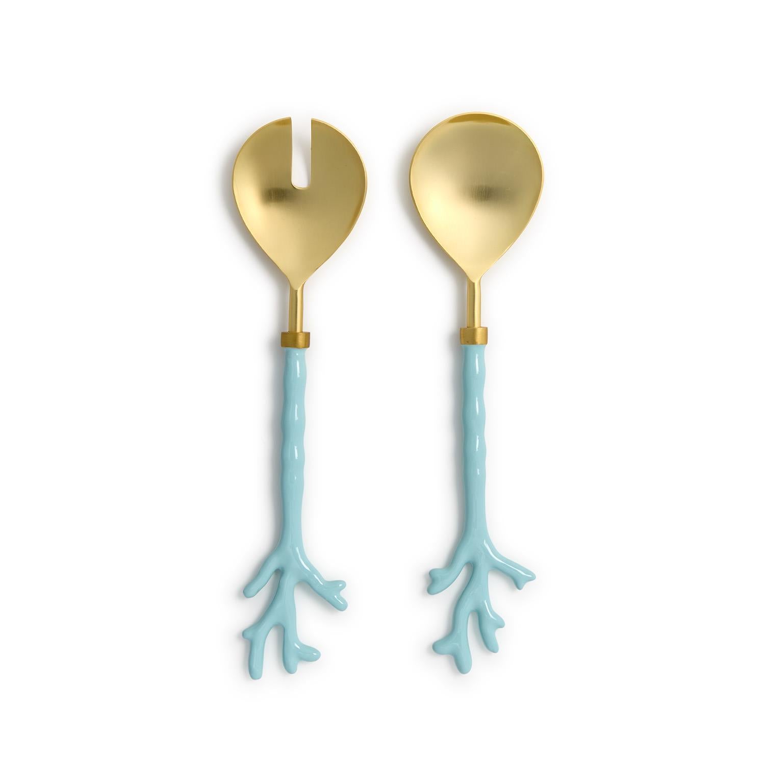 Set of 2 Seafoam Coral Server Set in Gift Box (hand wash only) - Stainless Steel image 1