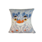 Paige Gemmel Pillow | Twin Monkeys Floral Oranges | Blue/Orange image 0
