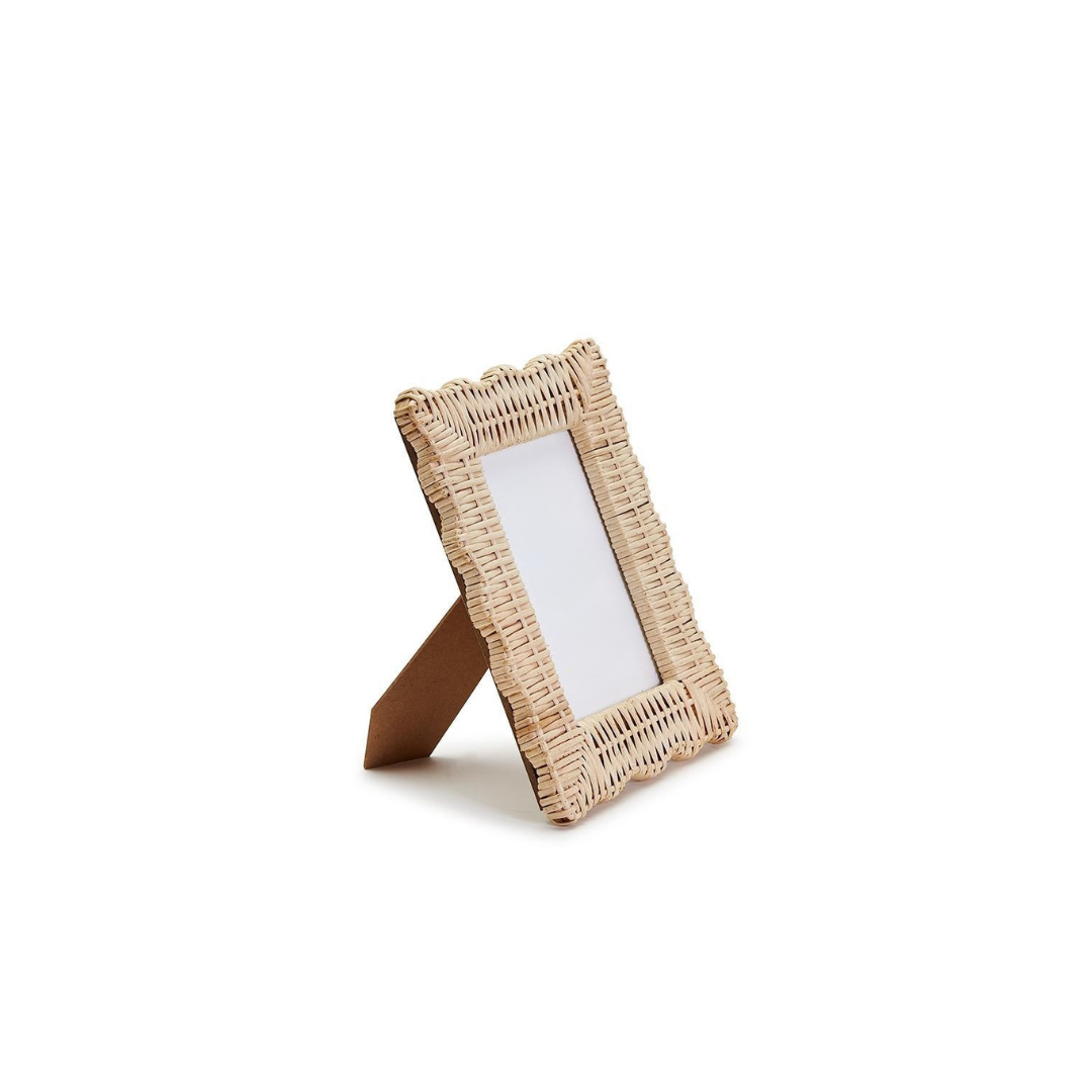 WICKER WEAVE SCALLOPED PHOTO FRAME | 4X6 image 1