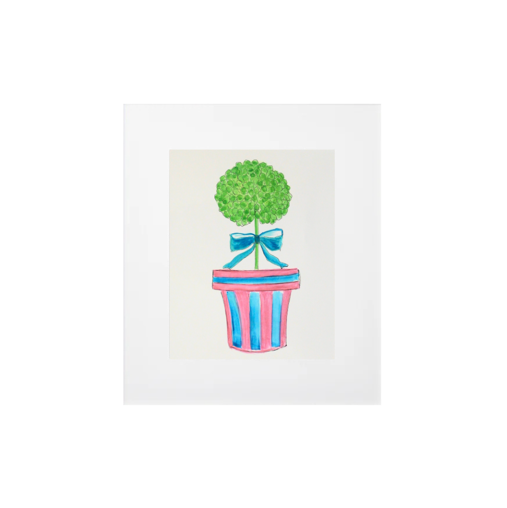 Striped Topiary Art Print | 14" x 11" image 0