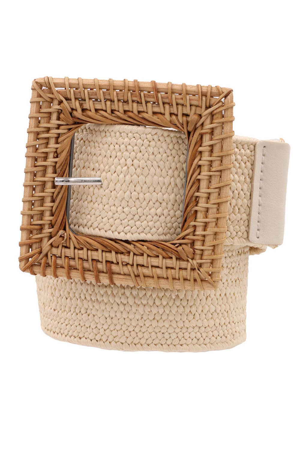 Square Buckle Accent Ratan Belt