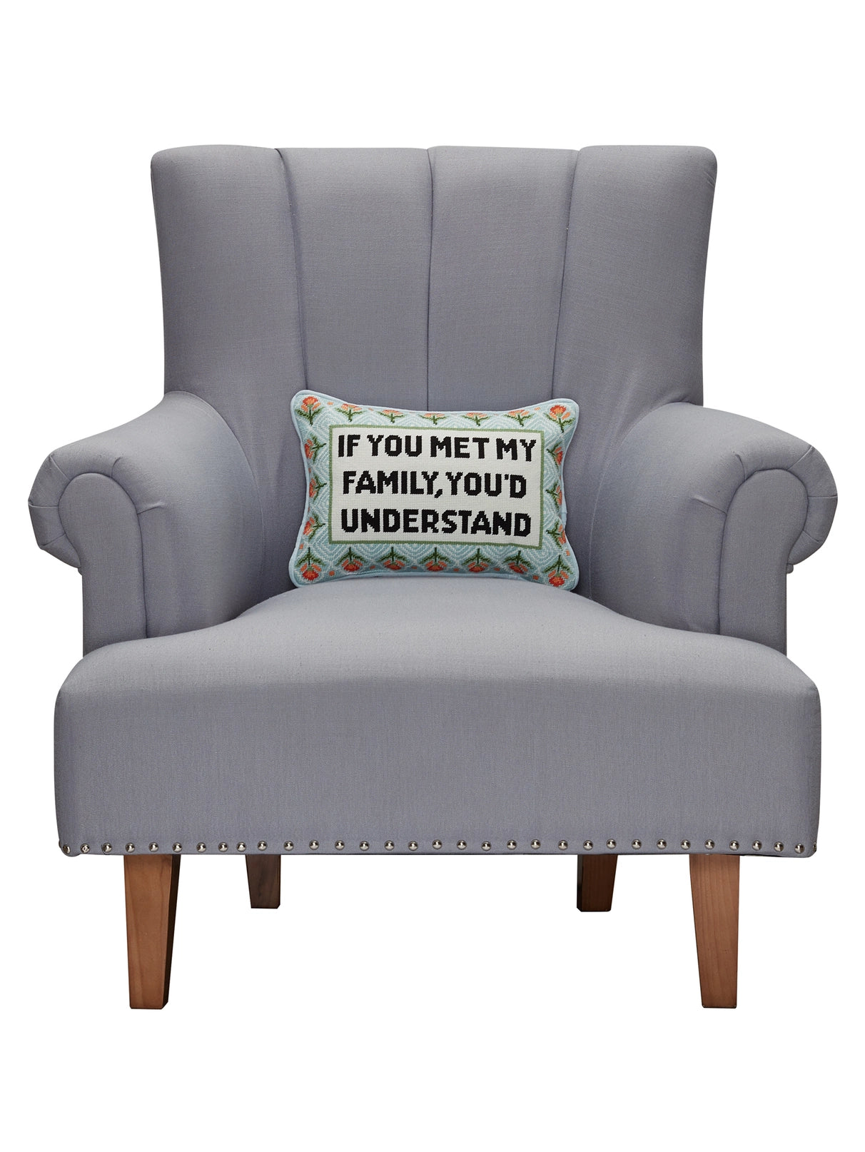 If You Met My Family Embroidered Pillow image 1