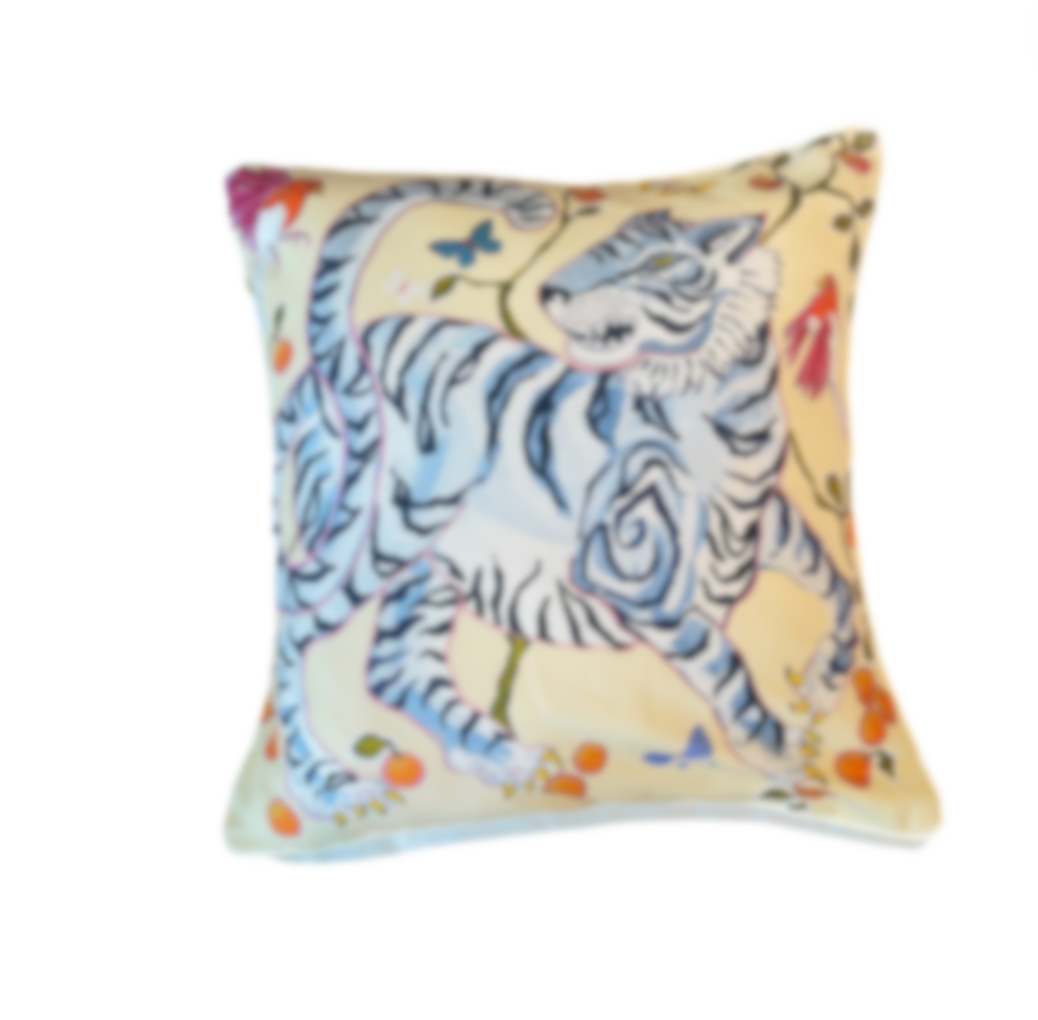Paige Gemmel Pillow | Tiger Facing Left or Right | Blue image 1