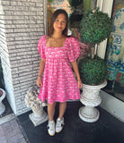 Flora Dress | Little Palms | Pink image 0