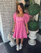 Flora Dress | Little Palms | Pink image 2