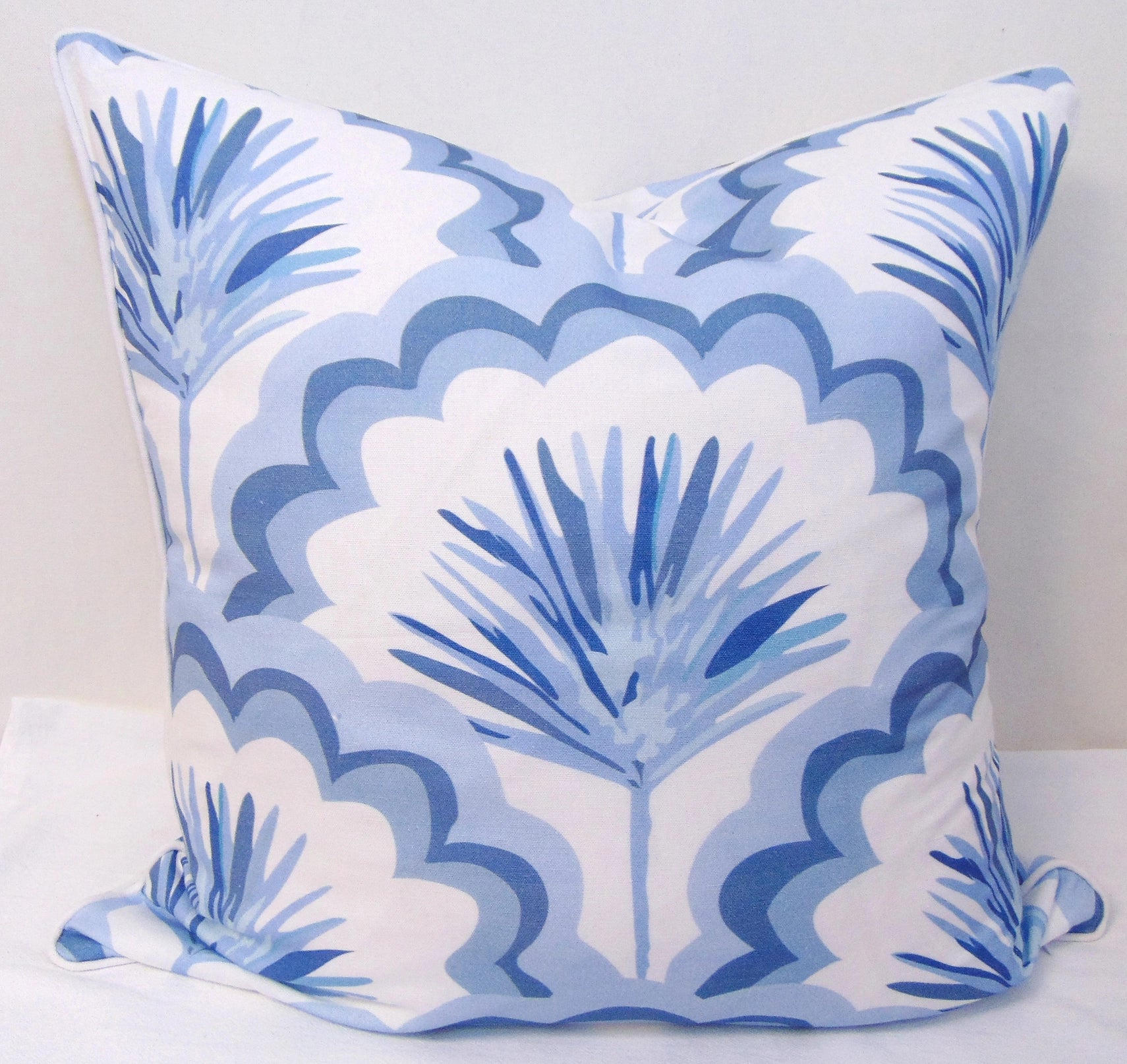 Limited Edition Lace Fronds Blue/Grey Pillow Cover Welt image 0