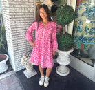 Gogo Dress | Little Palms | Pink image 0