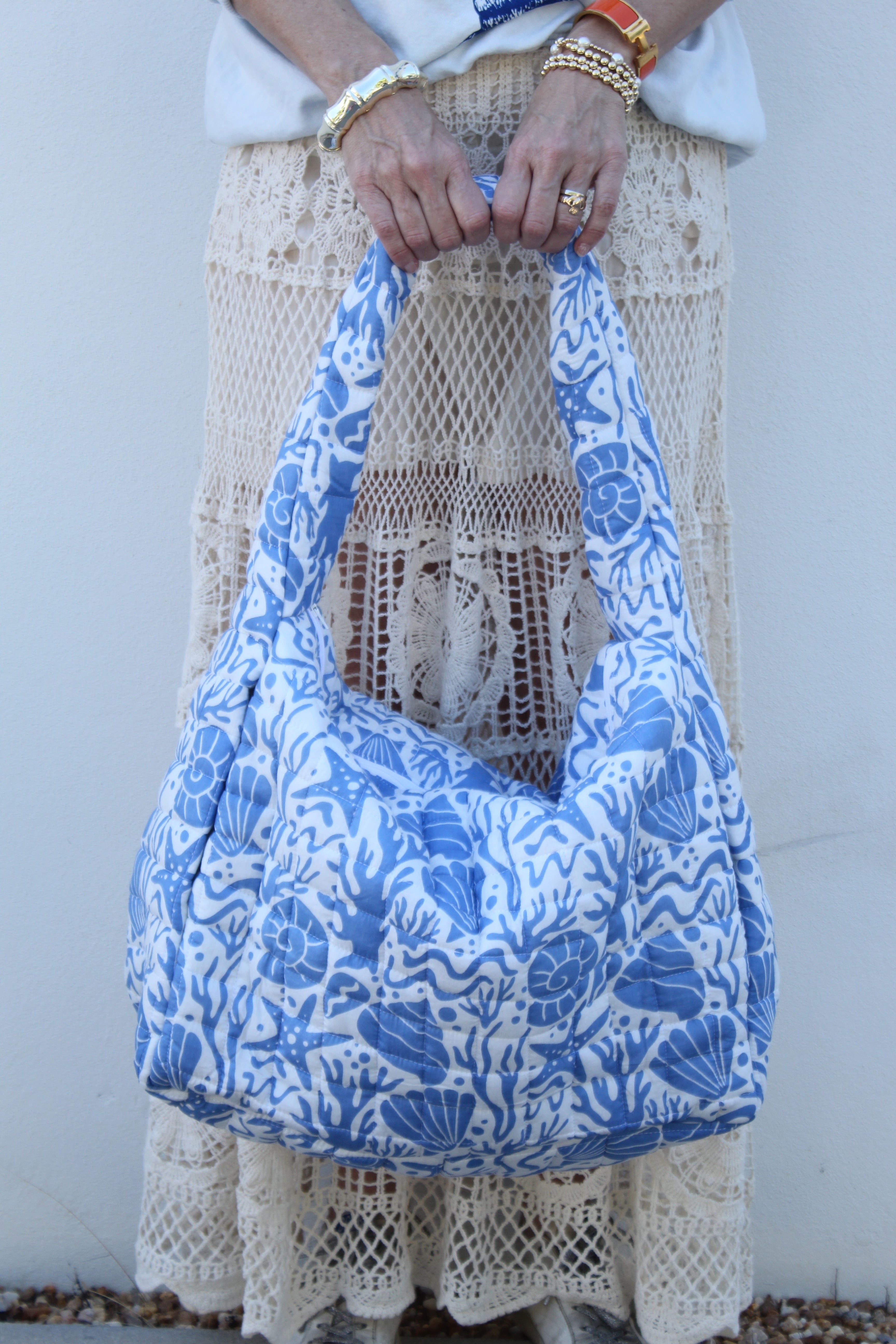 Puffer Tote Bag | Sea Life | Blue image 0