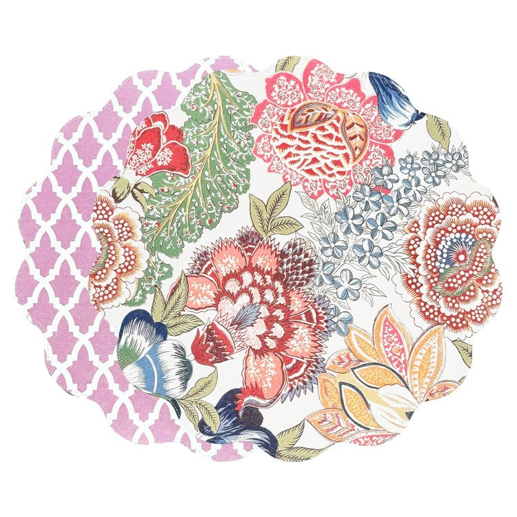 VIDA Eggplant and Pink Reversible Round Placemats Set of 4 (Blue & Pink) image 0