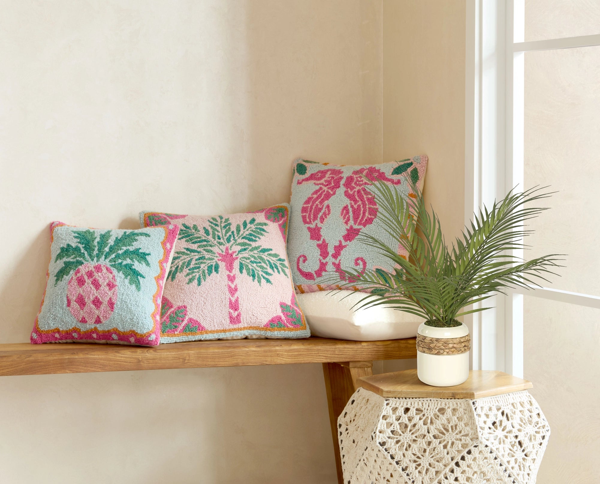 Preppy Palm Tree Hook Pillow image 1