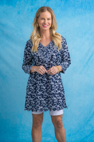 V-Neck Scalloped Tunic | Ribbons | Navy image 0