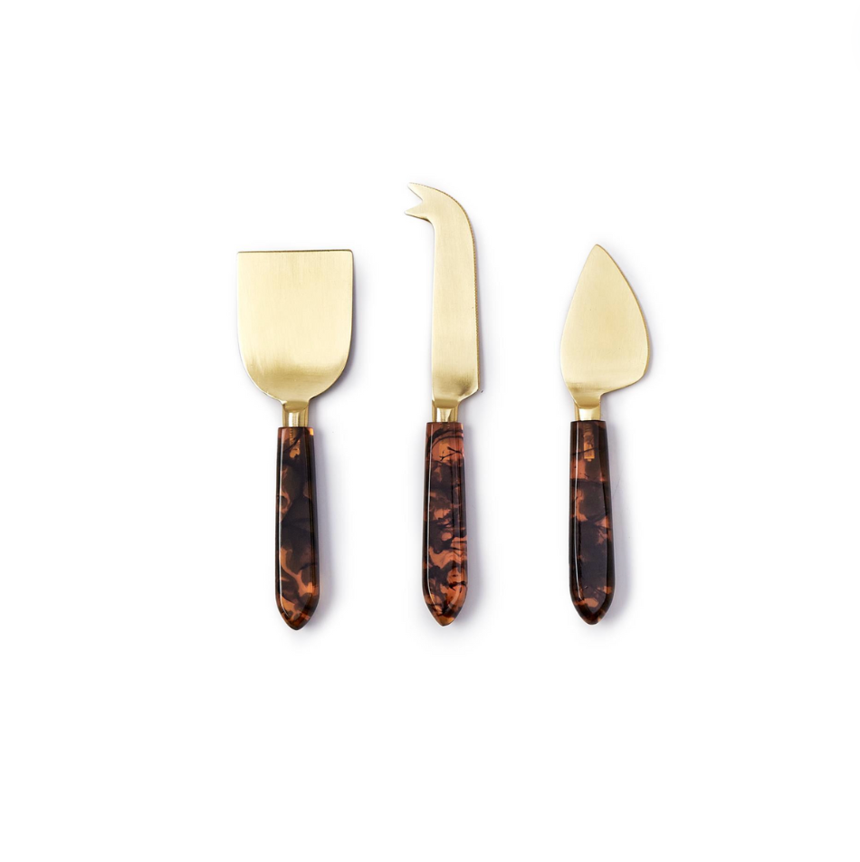 Tortoise Swirl Set of 3 Cheese Knives In Gift Box image 0