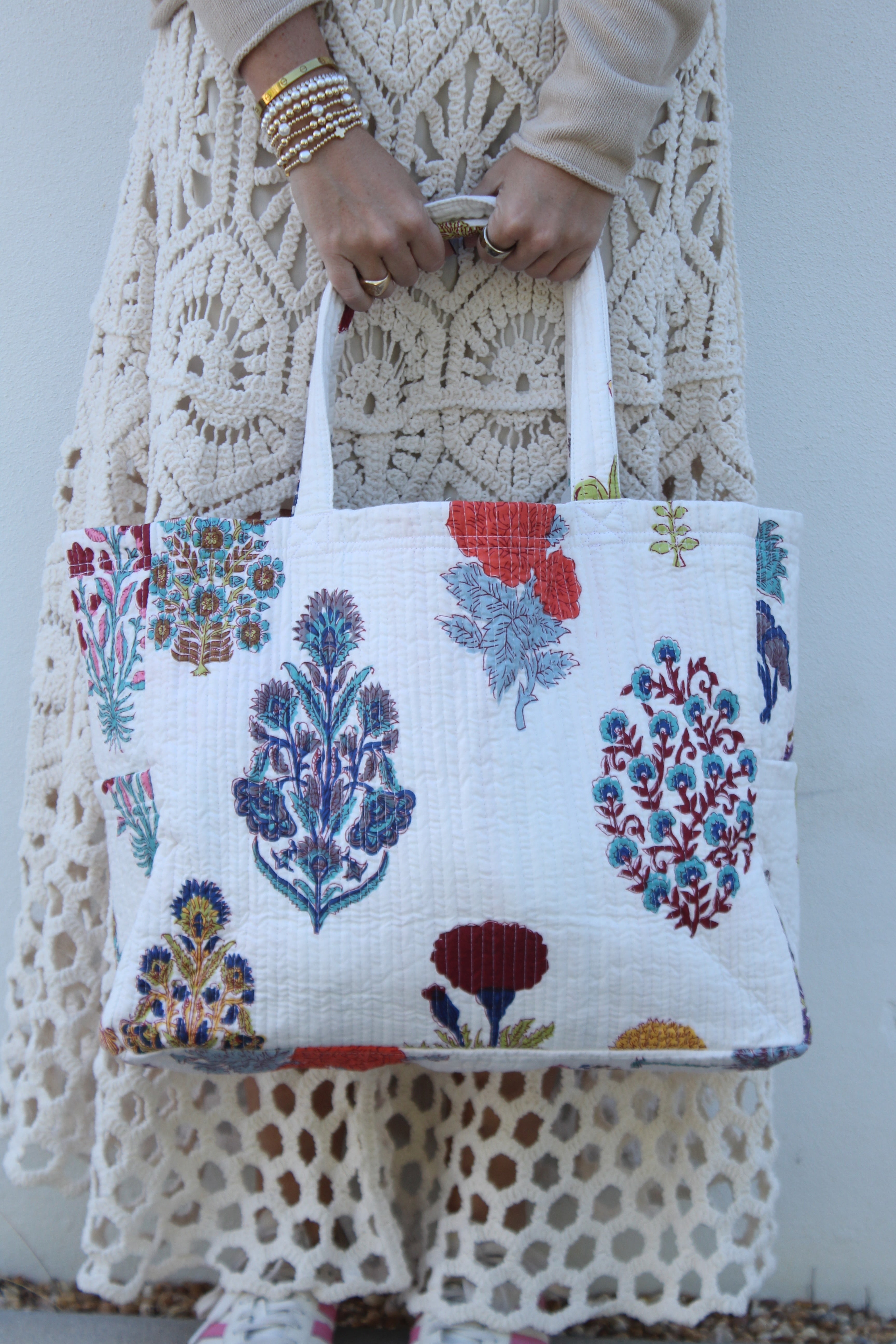 Tote Bag | Floral Block Print | Multi image 0