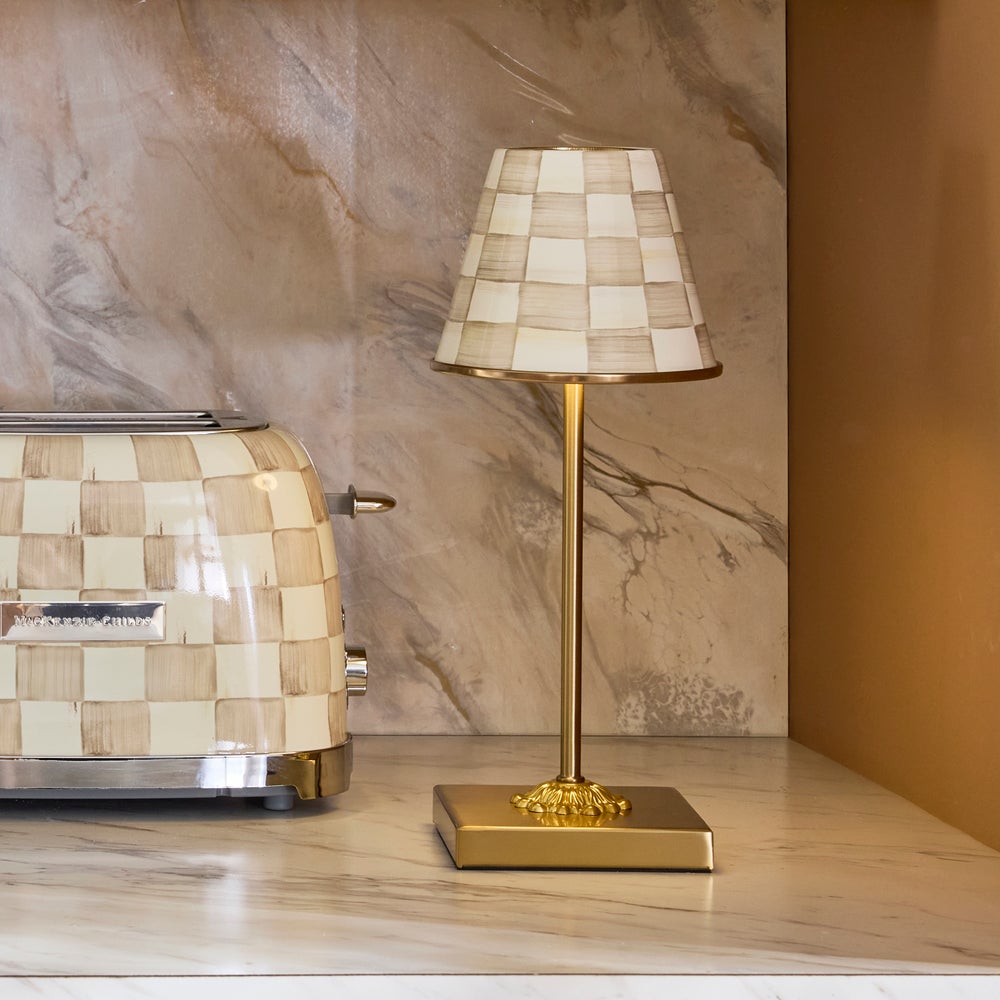 Mocha Check LED Rechargeable Cafe Table Lamp image 4