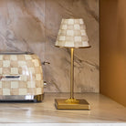 Mocha Check LED Rechargeable Cafe Table Lamp image 4