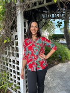 Boyfriend Shirt | Jungle Toile | Red/Green image 0