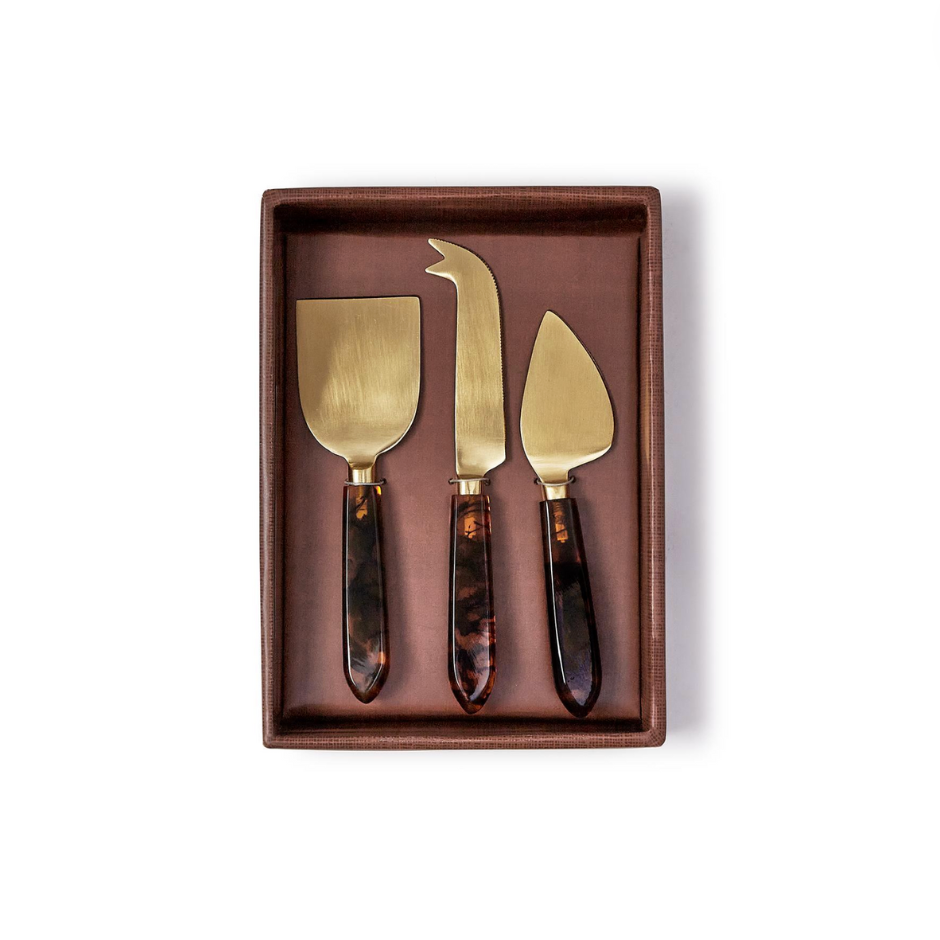 Tortoise Swirl Set of 3 Cheese Knives In Gift Box image 1