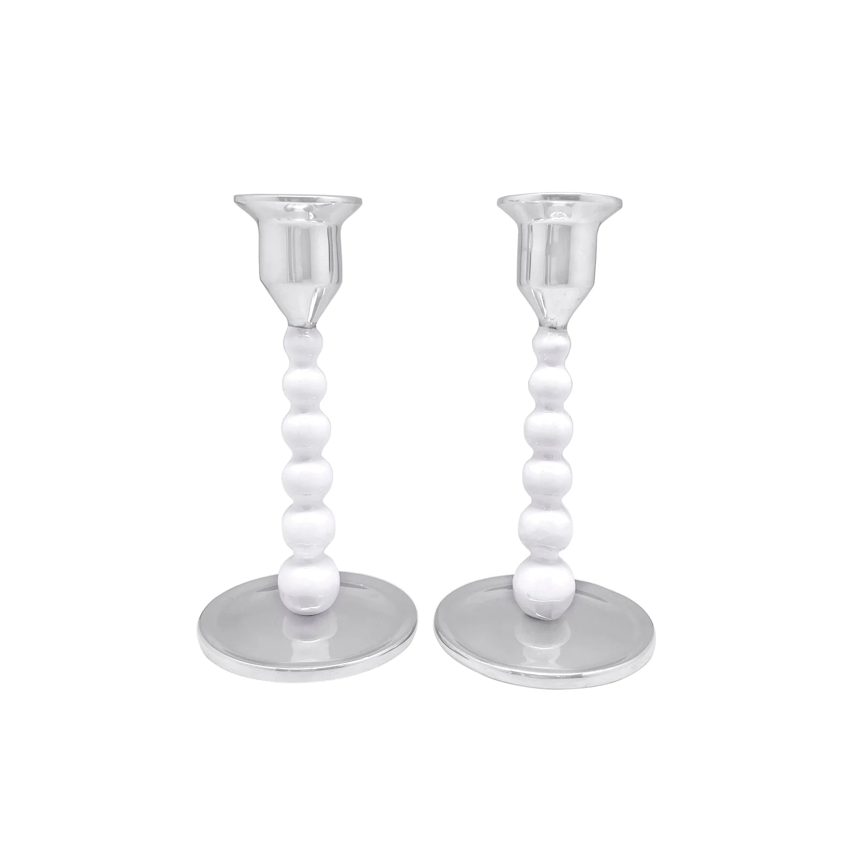 Pearled White Small Candlestick Set image 0